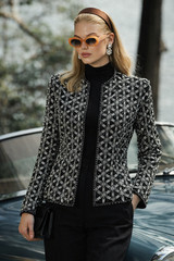 Vintage Beaded Evening Jacket Black Silver Silk Papell Boutique 60s Real Silk
