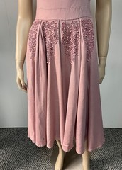 Vintage 1950s Beaded Hips Side Zipper Dusty Rose Faille Cocktail Dress Bust 34