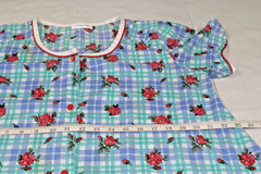Vintage House Dress Nightgown Fundamentals Size L 90s Country Roses Blue Plaid