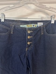 Mudd Low Rise Jeans Juniors Flare Blue Denim, Size 9, Butyon Front Vintage 90s