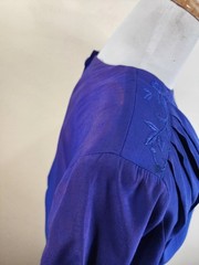 Vintage 80s Nina Piccalino Purple Big Shoulder Belted Midi Dress Women’s Size 7