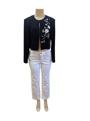 Patra Petites Size 6 Top Women’s Black Velvet Jacket Floral Vintage