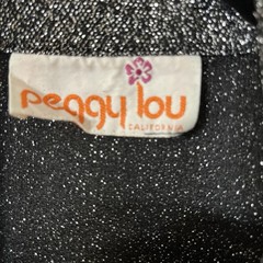 Vntg 70s Peggy Lou California Black Silver Metallic Top Button Blouse L/XL Women