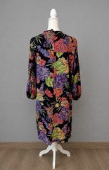 Vintage Pat Argent Petites Vibrant Floral Dolman Sleeve Shift Dress Sz 14 Large