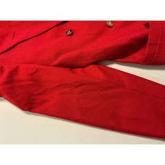 Burberrys Vintage Red Wool Skirt Suit Double Breasted Blazer Pleated Skirt Sz 6