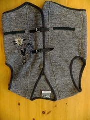 OCTOBER FAST = WESENJAK TIROL GREY BOILD WOOL VEST & BAVARIAN WOOD “BEER” ITEM.