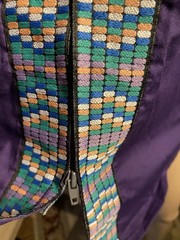 UTY Women’s Size S Purple Blouse Hippie Look Colorful Trim Zip VINTAGE 80’S NEW