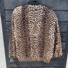 Vintage Fuda International 100% Silk Leopard Print Bomber Jacket Brown Large
