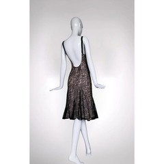John Galliano Vintage 2010 Archival Beautiful Lace Dress Powder Blush Black IT42