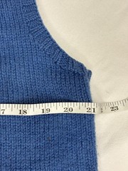 Vintage Hand Knitted V-Neck Sweater Vest Blue Sleeveless Pullover Cozy