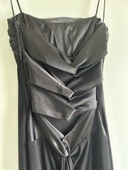 Vintage 90s Black Prom Formal Gown Satin Sexy Back Long Size 9/10