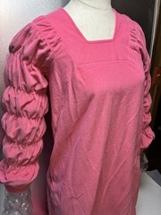 Vtg Shadow line Petite house Gown Dress Polyester Small Pink Puff Sleeve Long