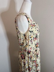 Vintage Lillian Lorow Floral Dress L Rayon Midi Button Front 90s Made in India