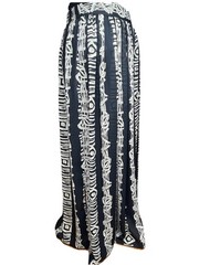 Pleated A-Line Maxi Skirt Stretch Semi Sheer S Tribal Pocket Boho Preston & York