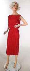 Gigi Young New York Vintage 1950s Red Lace Pencil Dress sz 12