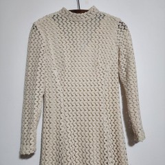 VTG 70s Dan Lee Bernadette Crochet Knit Maxi Dress Cream Lord & Taylor ILGWU