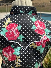 Vintage 80s Rockmount Short sleeve Western Pearl Snap Poka Dot Rose USA XS/S