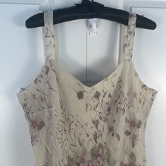 Vtg 90’s R+M Richards Maxi Dress 16 Cream Floral Boho Fairy Assymetric Coquette
