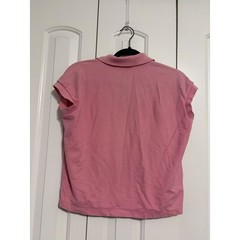 Jantzen Polo Top Vintage Preppy Pink Sleeveless Gold Crest L 80s 90s Aesthetic