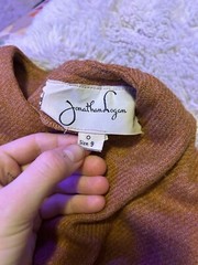 Vintage Johnathan Logan Burnt Orange Two Piece Dress Wool XS