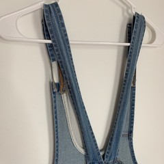 Hot Topic Denim Overall Skirt Skirtall Distressed XS