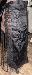 Antique Victorian Edwardian Black Satin And Lace Mourning Apron