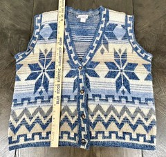 Vintage Denim Republic Vest Acrylic Geometric Design Size Large L made In USA