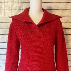 Mistral Vintage Women’s Chunky Knit Large Sweater in Red