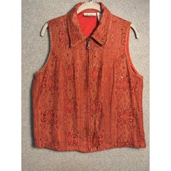 Vintage Units Beaded Zip Vest Women Medium Boho Artsy Southwest Festival