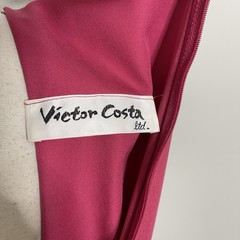 Vintage Victor Costa Pink Maxi Dress Size 10 Long Sleeve Formal Ruffle Sweeping