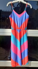Vintage 70s 80s BETSY’S THINGS Chevron Sun Dress Summer Spaghetti Straps XS S