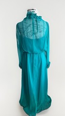 Vintage 70s House Of Bianchi Sheer Chiffon Teal Prairie Cottage Fairy Maxi Dress
