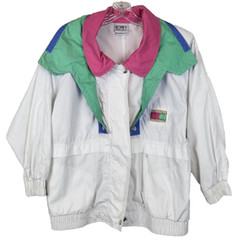 Koret Francisca VINTAGE 80’s White Jacket Zipper Front Shoulder Pads Size M