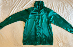 Vintage 80’s Michelle Stuart Green Power Blouse Shoulder Pad Women’s 6
