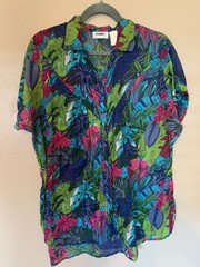 Vintage Gitano Lightweight Oversized 80’s Tropical Print Top Size XL