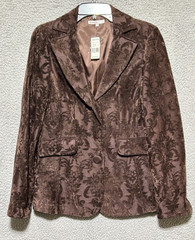 Georgiou Studio Crushed Velvet Paisley Jacket Espresso Brown Y2K Goth Glam Sz 8