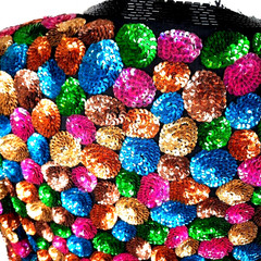 Vtg Beaded Sequin Silk Statement Jacket Medium Black Colorful Dopamine Festival