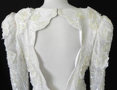 Landa Sequin/Beading Dress Rare Floor Length Silk Ivory Open Back Size12(US10)