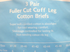 SEARS Fundamentals 3-Pack Fuller Cut Cuff Leg Cotton Briefs Panties White Sz 10