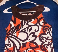Y2k Vintage B.Smart 70’s Inspired Orange, Brown Floral Mini Dress, Size 3/4