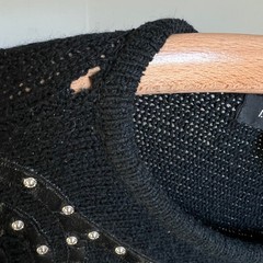 Vintage 80s Black Western Angora Silk Sweater Medium Studded Avant Garde