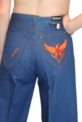 NOS 5-27 Vtg 70s Union Gap USA Denim Jeans Embroidered Bell Bottom