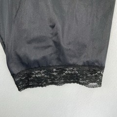 Vintage Lingerie Boudoir Bloomers Pettipants Black Nylon Satin Finish Lace Sz L