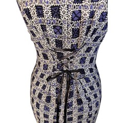 Vintage Byer Too! California Geometric Print Lace Up Back Maxi Dress M Purple