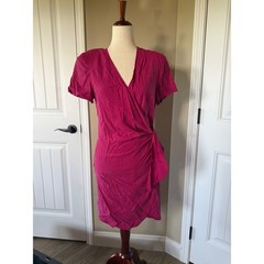 New York Studio Lerner Vintage 100% Silk Wrap Dress Fuchsia Pink Size 10 NWT