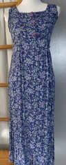 Vtg 80s Boho Floral Maxi Dress Sz S Purple Pintuck Tie Back Beach Cottagecore