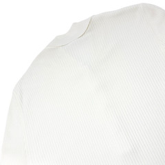 HERMES Vintage Logo Clou de Selle Button Ribbed Knit Polo Top #M White Viscose