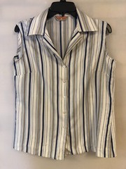 Vintage Koret of California Silky Soft Size 40 Chest Striped Sleevess Top W/Tie