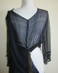 Vintage/Antique 1920’s Art Deco Black Silk Chiffon Jet Beaded Flapper Dress