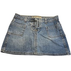 American Eagle Outfitters Vtg Medium Wash Lace Front Mini Skirt Women’s Size 4